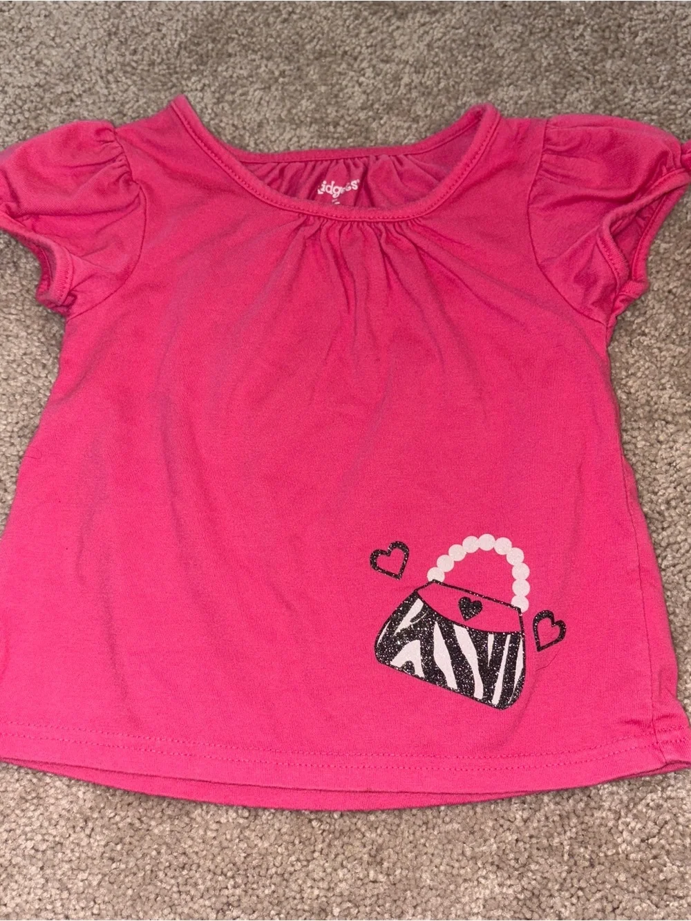 Kidgets Hot Pink Short Sleeve Tee with Zebra Purse Graphic 4T